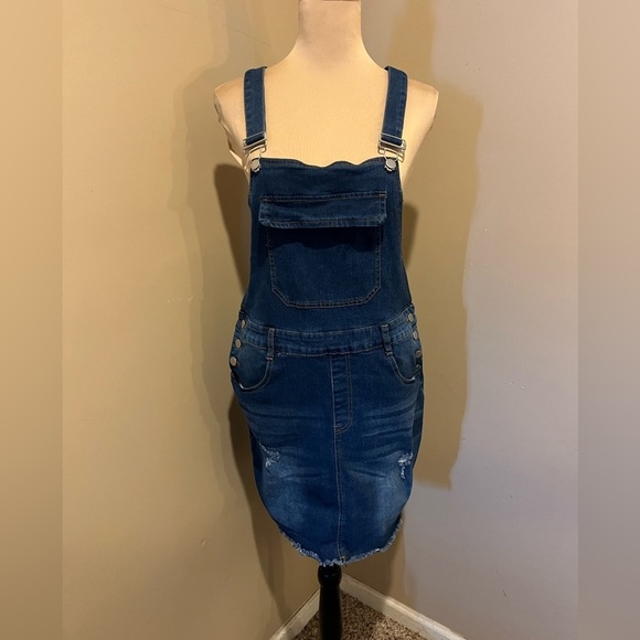 SHEIN Dresses & Skirts - Distressed Denim Overall Mini Dress, 1X